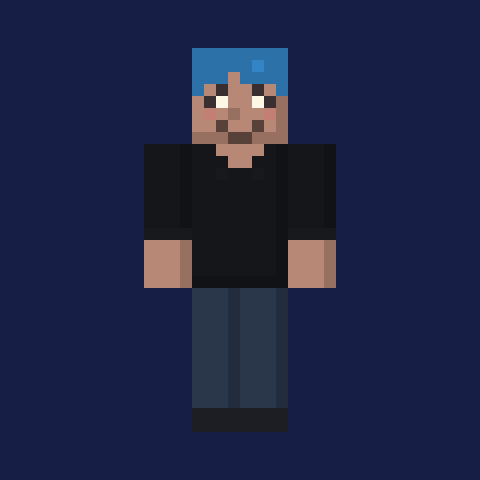 photo to Minecraft skin example – blue dyed hair (front view)