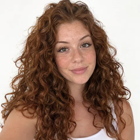 photo to Minecraft skin example – curly red hair (fictional portrait)