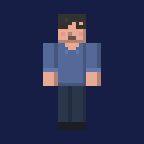 photo to Minecraft skin example – dark hair side part (front view)
