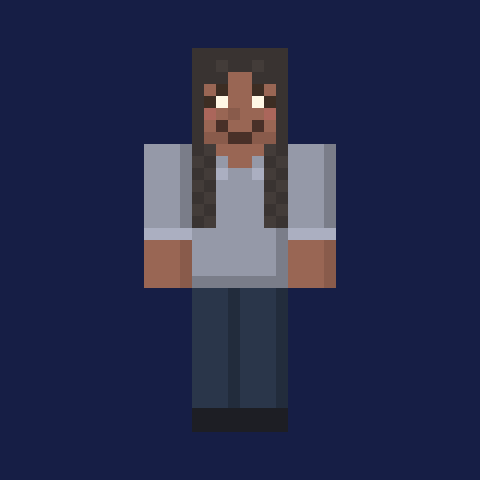 photo to Minecraft skin example – long braids (front view)