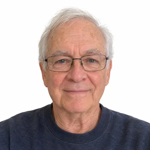 photo to Minecraft skin example – white hair and glasses (fictional portrait)